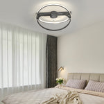2 Rings Creative Mute Three Step Dimming Led Modern Ceiling Fan And Light