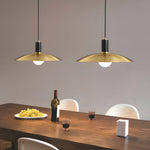 1 Light Mid Century Brass Flared Pendant Light With White Glass Shade