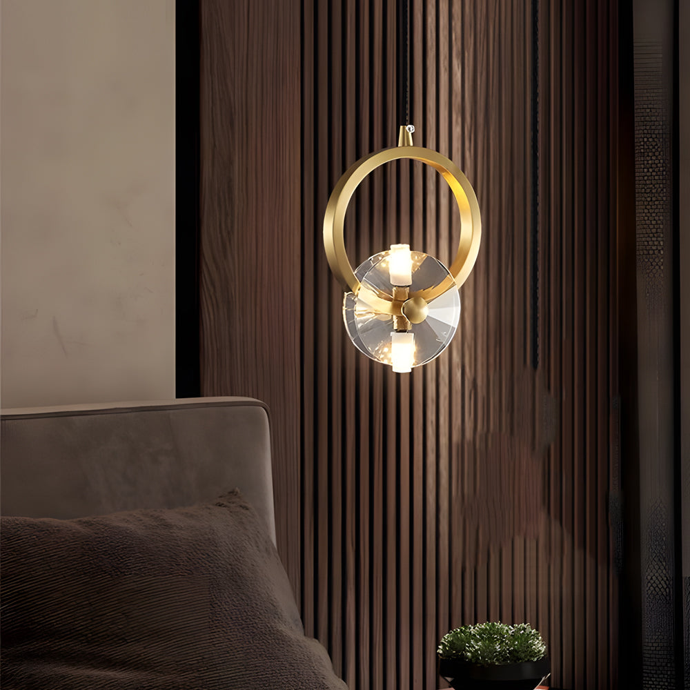 1 3 Light Round Copper Crystal Led Pendant Light
