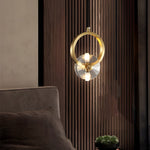 1 3 Light Round Copper Crystal Led Pendant Light