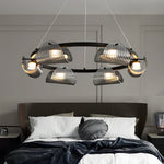 Round 6 8 10 Lights Curved Striped Glass Led Dimmable Nordic Chandelier Li002764