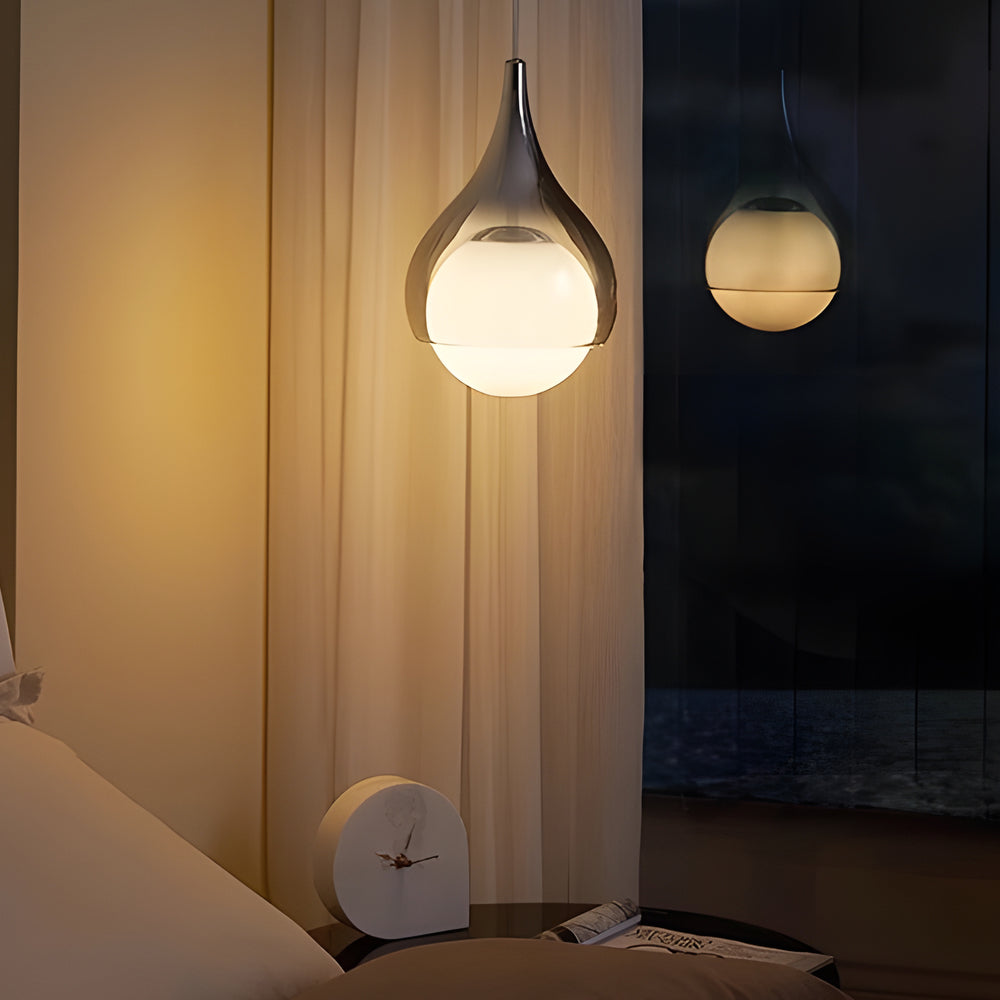 Modern 1 Light Teardrop Droplet Glass Pendant Light Adjustable Height