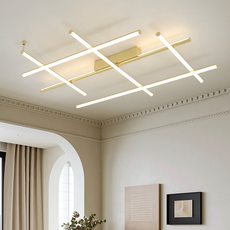 Linear Geometric LED Ceiling Light in Gold or Black for Modern Interiors