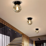 Nordic Corridor Glass Ceiling Light Fixture With Amber Smoky Shades