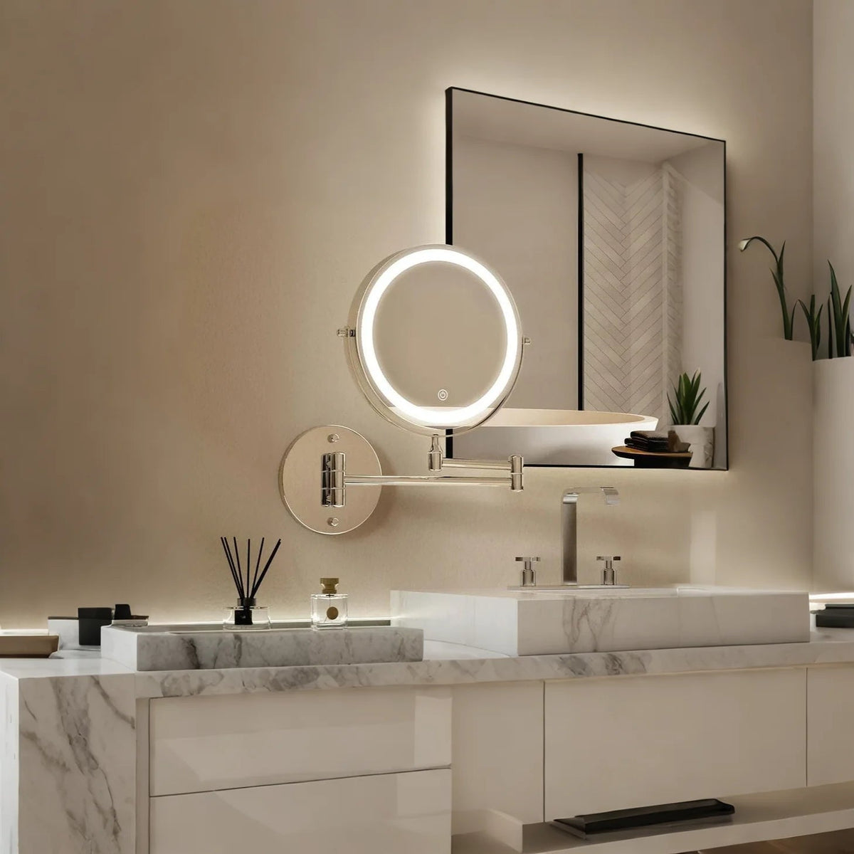 Three Tone Dimming Wall Mounted Makeup Mirror