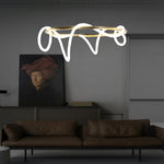 Modern LED Chandelier in Gold Finish with Flexible Metal Frame