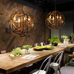 Iron Lines Ball Spherical Creative Led Industrial Style Chandelier