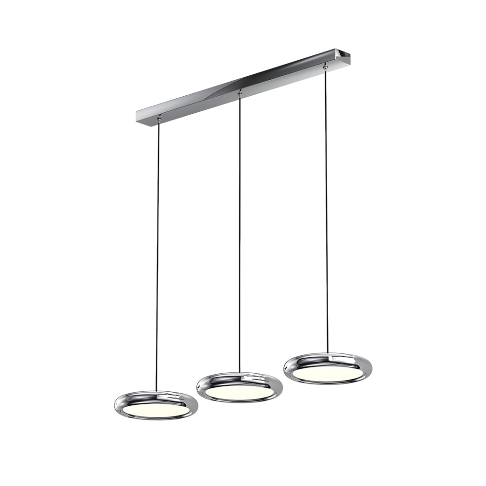 Modern 1 3 Light Black Chrome Round Metallic Led Pendant Light