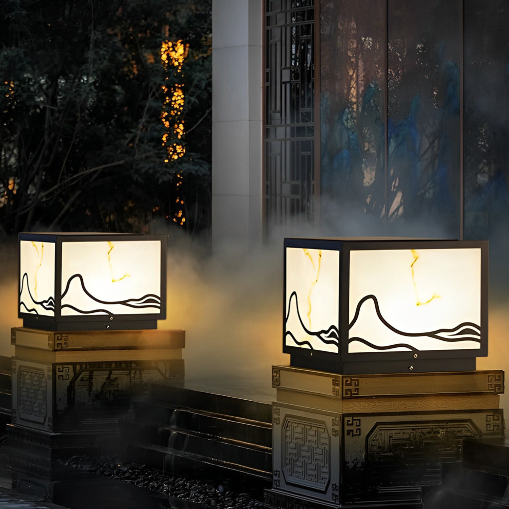Mountain Scenery Solar Solar Post Caps Lights Li002268