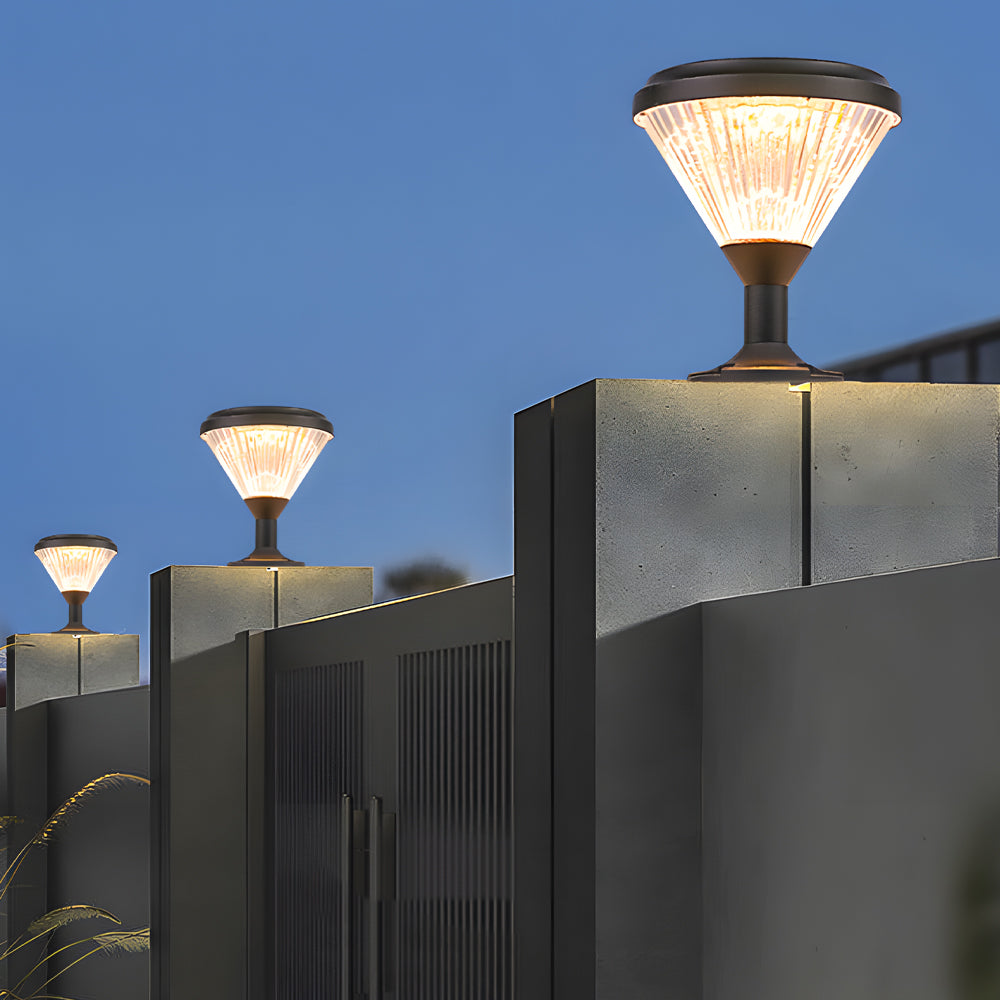 9 In H Waterproof Black Solar Led Pier Mount Light