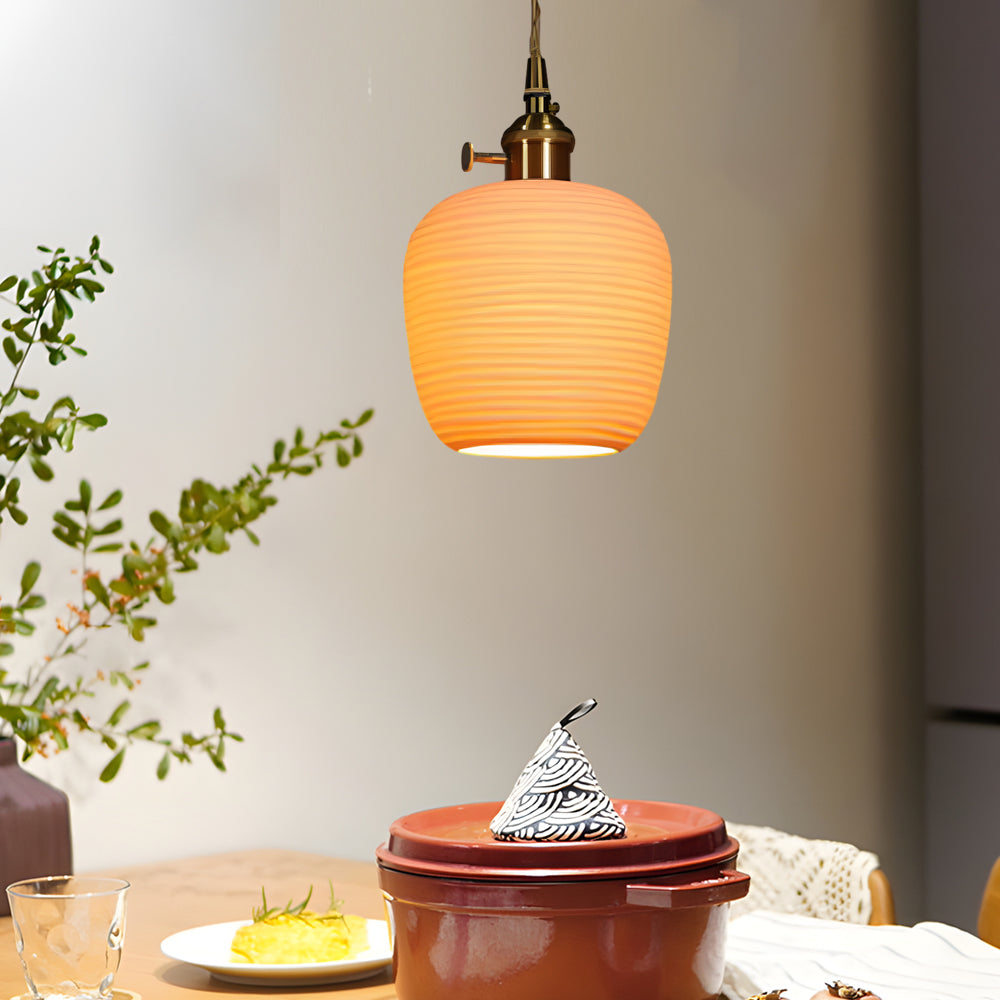 Handmade Ceramic Shade Japanese Style Pendant Light Li002664
