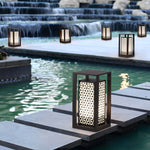 Vintage Galvanized LED Pathway Lights with Floral Lampshade for Garden and Courtyard
