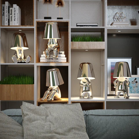 Cute Gold Man Statue Led Table Lamp