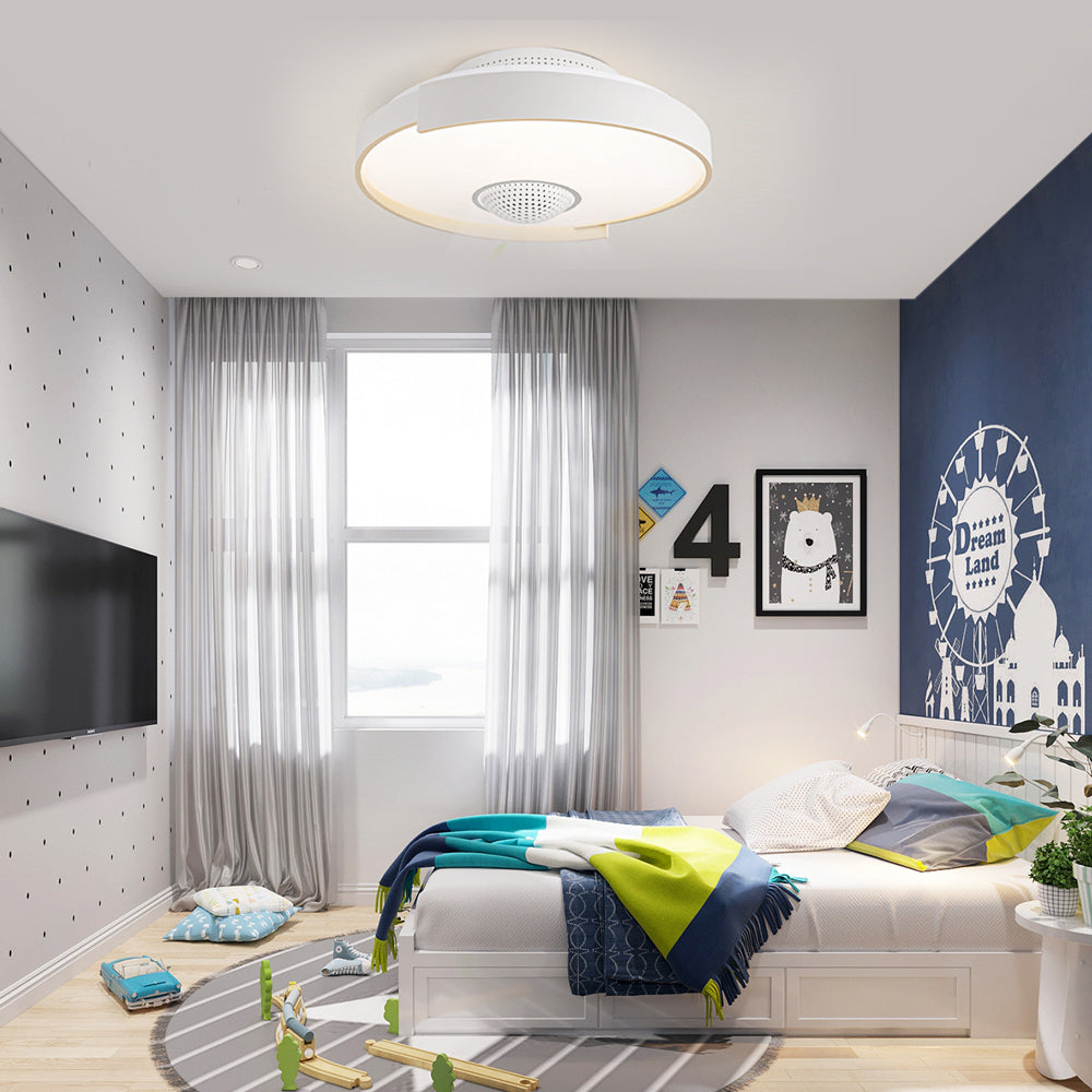 Modern 6 Speed Bladeless Ceiling Fan With Dimmable Led Light Round