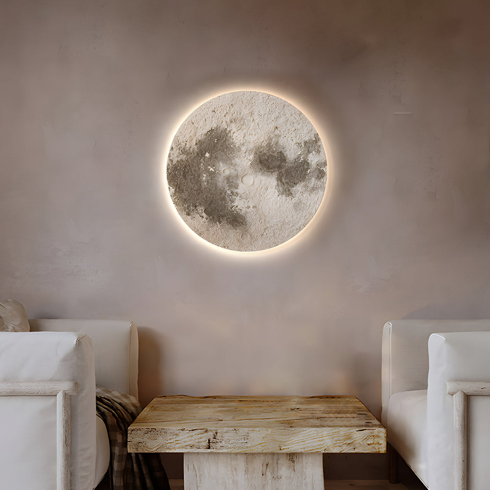 Round Moon 3D Sandstone Painting Usb Voice Control Decorative Painting