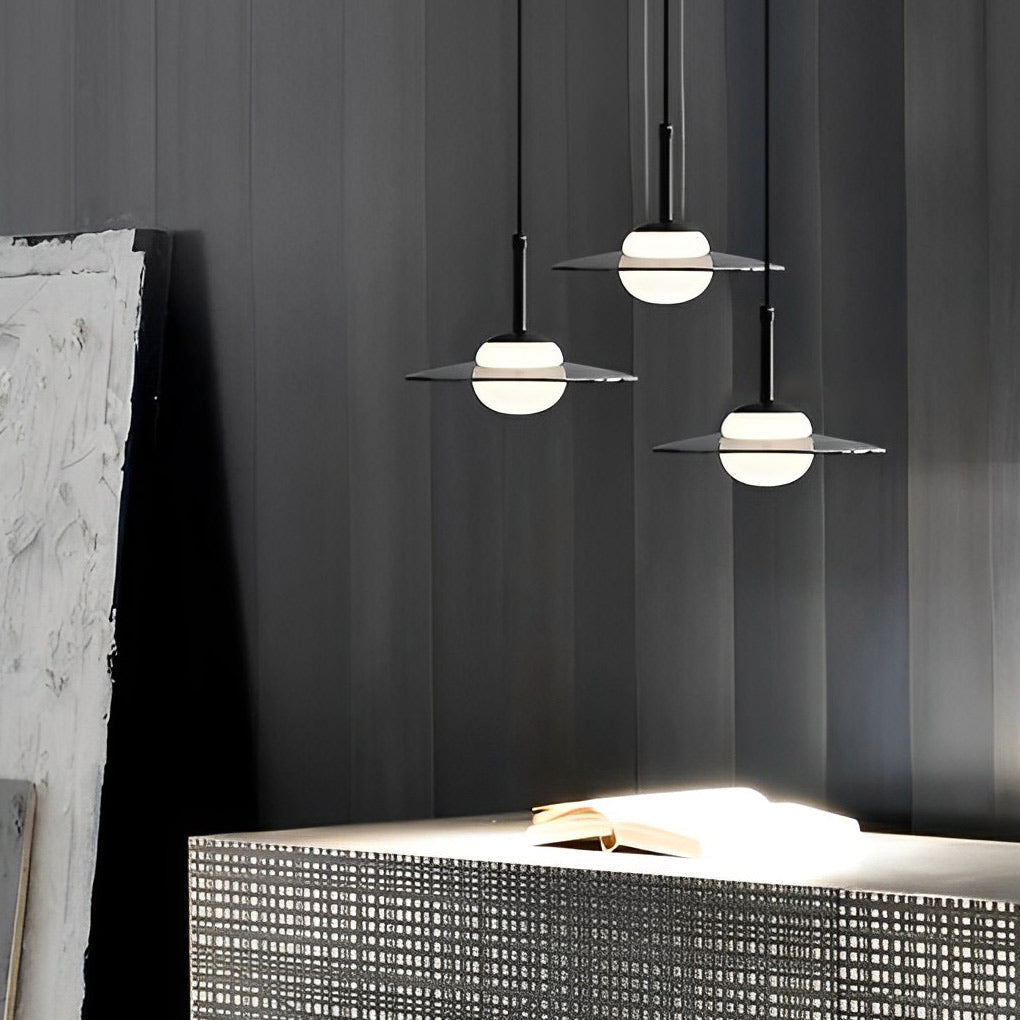 Glass Ufo Led Black Kitchen Pendant Light Li002218