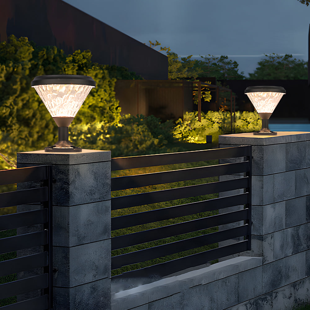 9 Inch High Black Round Led Solar Post Pier Light