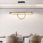 Long Oval Ring Luxury Three Step Dimming Led Modern Dining Room Chandelier