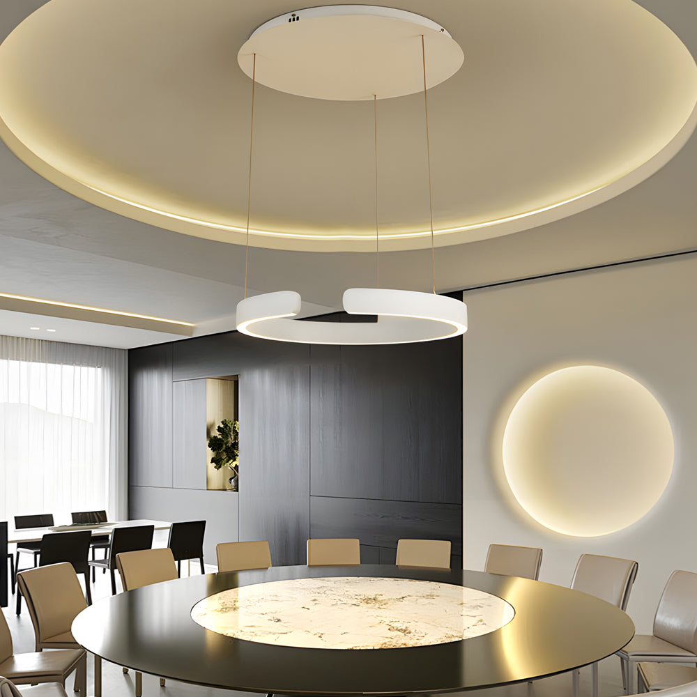Modern C Shaped Pendant Light With Adjustable Height