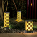 Modern Black LED Bollard Light with Grid Design for Pathways and Gardens