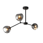 3 5 8 Light Molecule Dimpled Lava Glass Chandelier With Black Metallic Arms