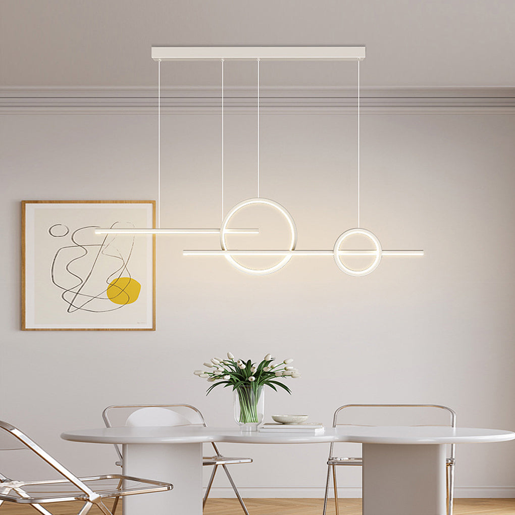 Modern LED Chandelier with Dimmable Rings for Dining Room and Living Space