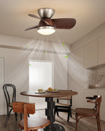 Miroter Ceiling Fan Light with LED, Flush Mount, Walnut & Nickel