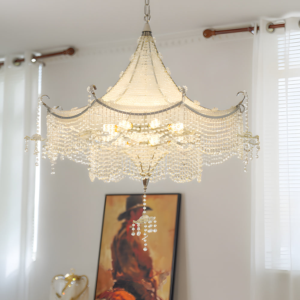 Elegant Pagoda Crystal Chandelier With Led Dimming Elegant Chrome Finish