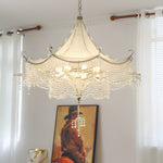 Elegant Pagoda Crystal Chandelier With Led Dimming Elegant Chrome Finish