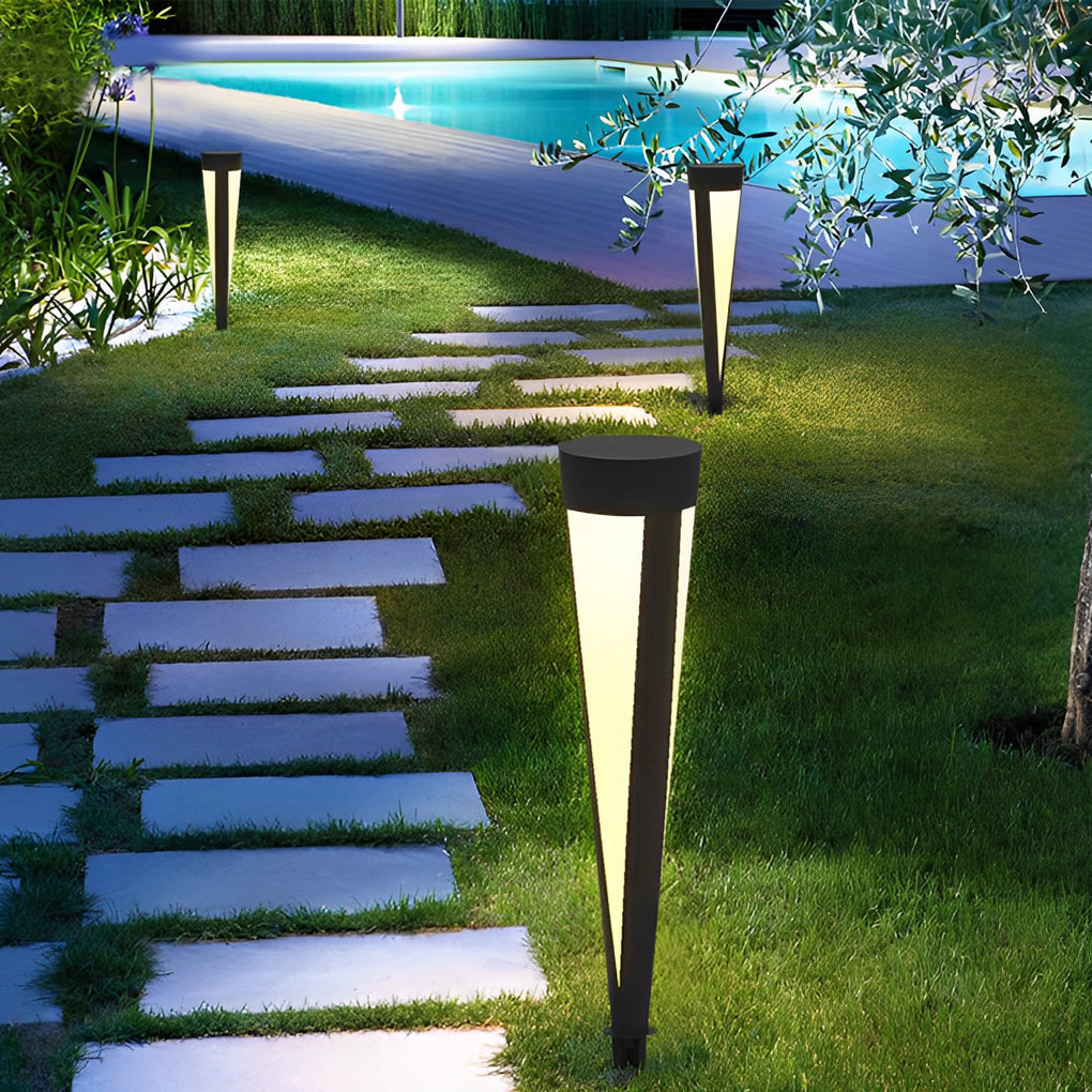 Modern Solar LED Lawn Light in Gray Aluminum for Garden Pathways