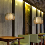 Wood Lantern Fabric Lampshade Led Minimalist Japanese Style Chandelier Li002748