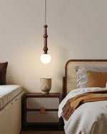 Elowen Drop Pendant Light in Walnut and Opal Glass