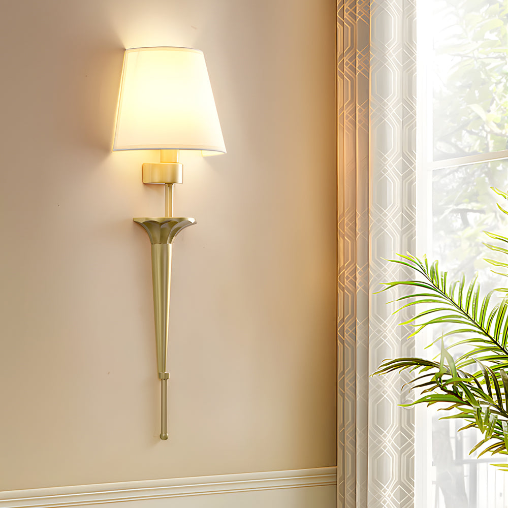 25 98 In H Gold Black Copper 1 Light American Wall Sconce With Fabric Shade
