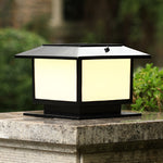 Square Solar Post Cap Light with Three-Step Dimming for Modern Outdoor Spaces