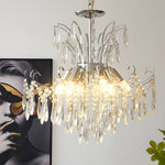 Elegant Glass Crystal Pendant 3 Step Dimming French Style Chandelier