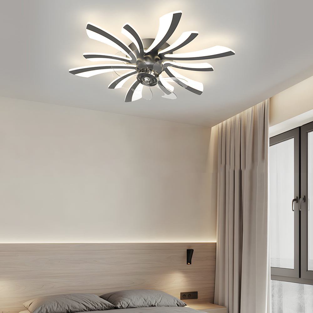 Creative Flowers Three Step Dimming Luxury Modern Ceiling Fan With Light