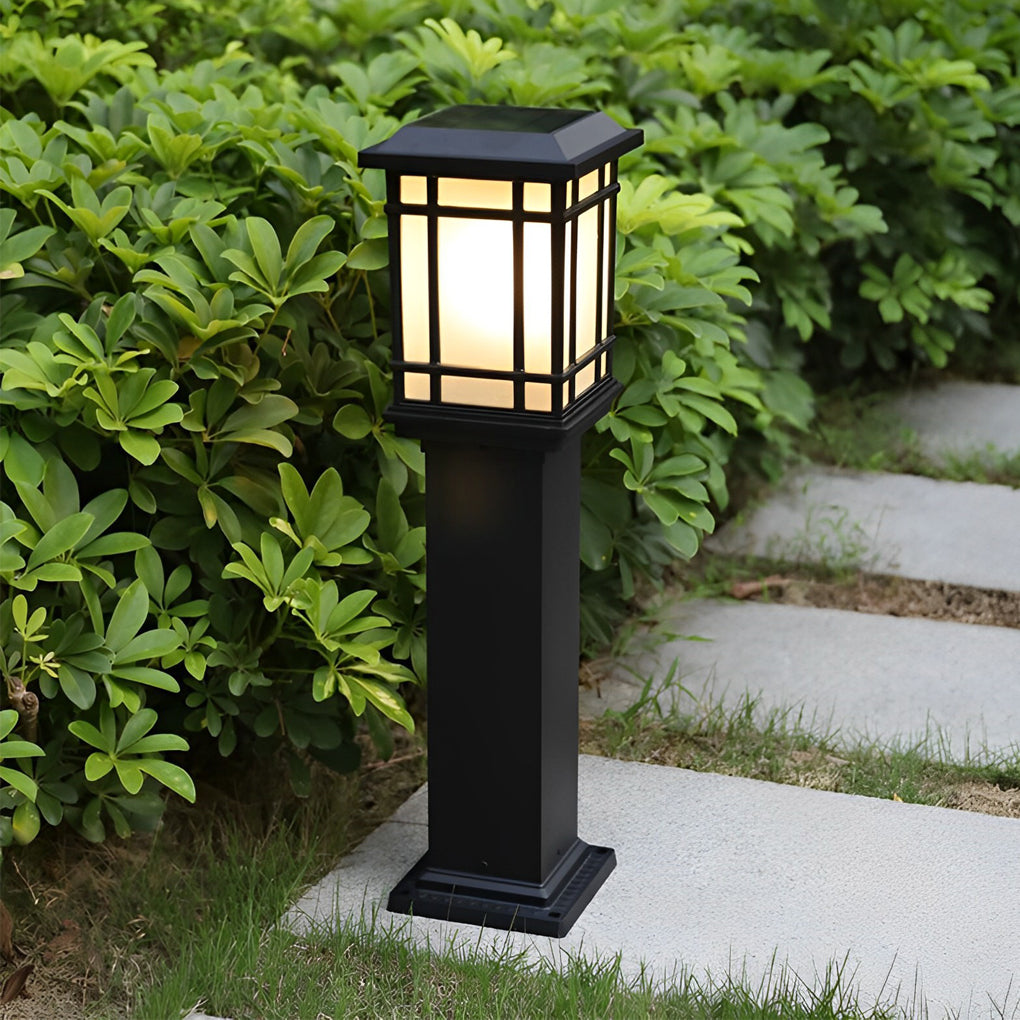 Black Solar Pathway Bollard Lights with Three-Step Dimming for Modern Outdoor Spaces