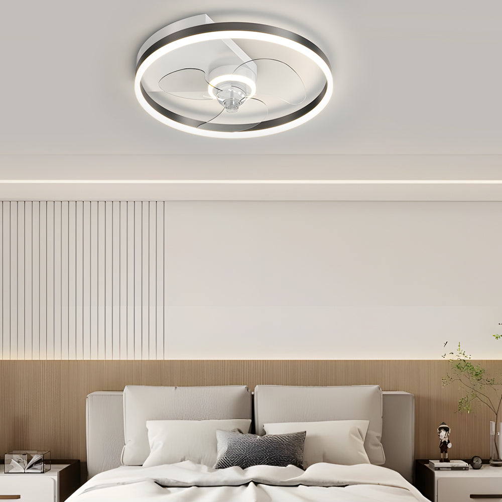 Simple Round Silent Led Three Step Dimming Modern Flush Mount Ceiling Fans