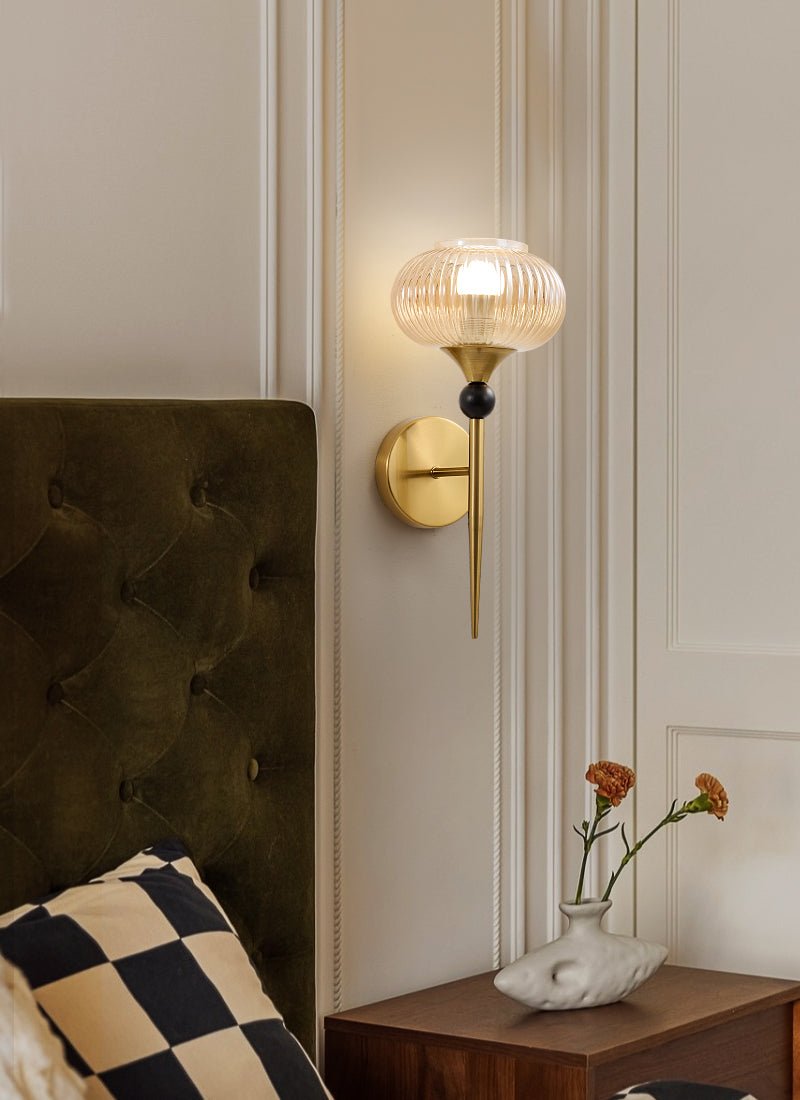 Isabelle Ribbed Glass Wall Sconce in Gold or Black