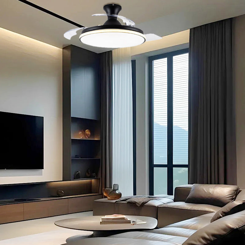 Sleek Flush Mount Ceiling Fan With Led Light