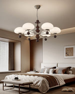 Elswyth Modern Wood and Opal Glass Chandelier for Dining Room and Living Room