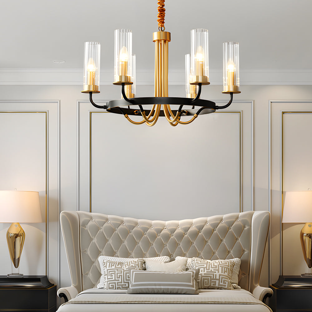 6 8 Light Candlelight Wagon Wheel Chandelier With Glass Shades