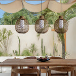 Outdoor Rattan Pendant Lights 10W Rustic Modern Led Ceiling Hanging Lantern Lights