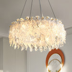 Handmade Leaf Glass Round 3 Step Dimming Luxury Post Modern Chandelier