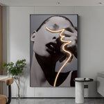 Led Crystal Porcelain Lady Profile Wall Painting