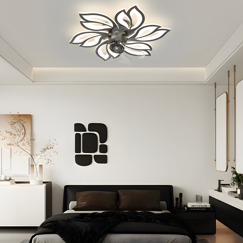 Simple Flowers 3 Step Dimming Modern Low Profile Ceiling Fan With Lights
