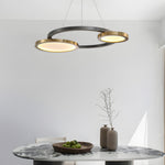 Circular Led Chandelier Multi Ring Hanging Suspension Lights In Brass Pearl Black Finish