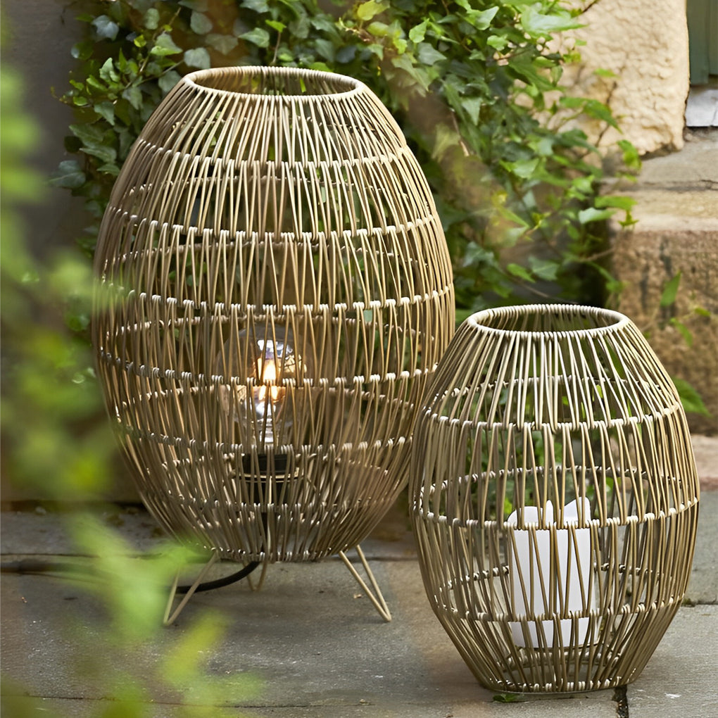 Handwoven Rattan Oval Floor Lamp for Outdoor Living Spaces