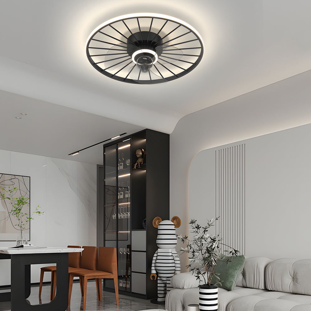 Round Silent Mute Three Step Dimming Nordic Modern Ceiling Fan And Light