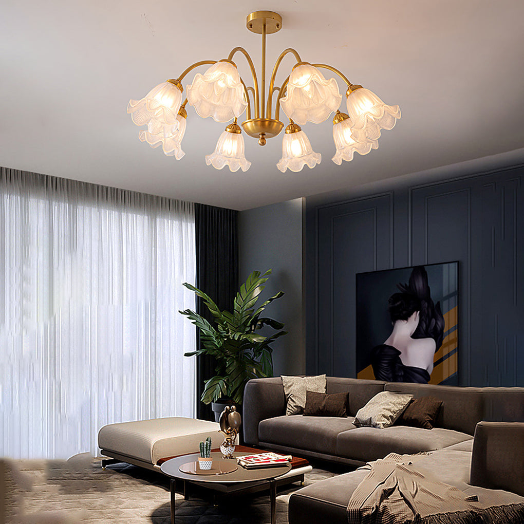 Flowers Glass Shade Chandelier Light Li002529